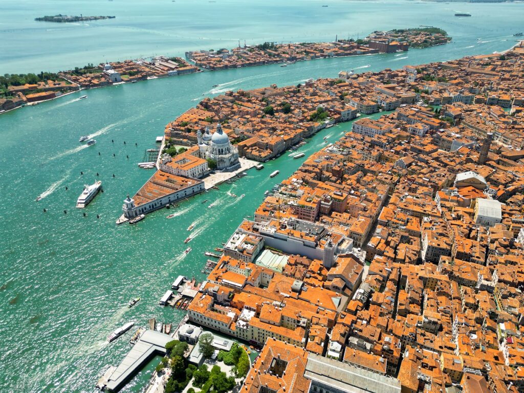 aerial drone view of venice, italy